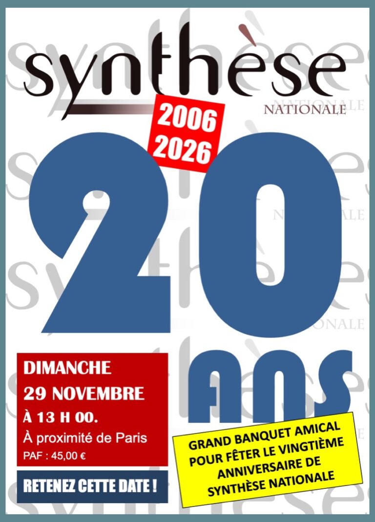 DIMANCHE 29 11 2026 : BANQUET 20 ANS DE SN